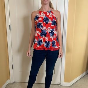 Estampa size small red flower tank